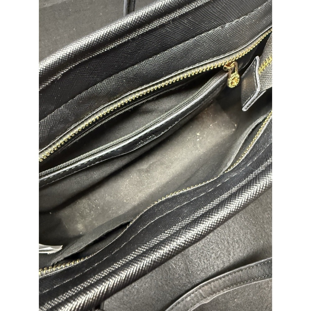 Orlandi Valentino Black Tote Handbag Gold Tone Logo Shoulder Bag Large Purse - Picture 6 of 9